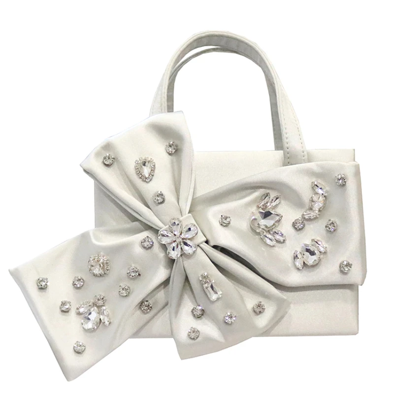 Design sense niche bow diamond-encrusted satin handbag bag shoulder crossbody new autumn