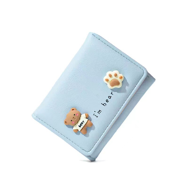New Women's Wallet Cute Short Trifold Wallet PU Leather Small Purse Girls Money Bag Card Holder Bag Ladies Female 2024 Fashion