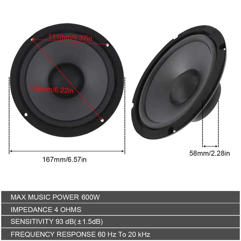 Car Audio 600W car audios accesorios inclinable speaker support 6 Inch2-Way Full Range Frequency Automotive Audio Music Stereo Speaker A H250118