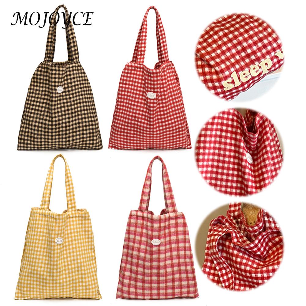 Women Plaid Tote Handbag Large Capacity Daily Shopping Bag Color Matching Versatile Top Handle Bag Ladies Commute Bag