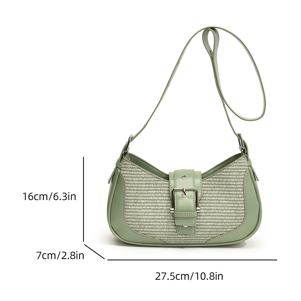 Elegant Handbag Purses for Women Fashion PU Leather Straw Shoulder Luxury Design Raffia Y2K Bag for Girls Top Handle Clutch Bag