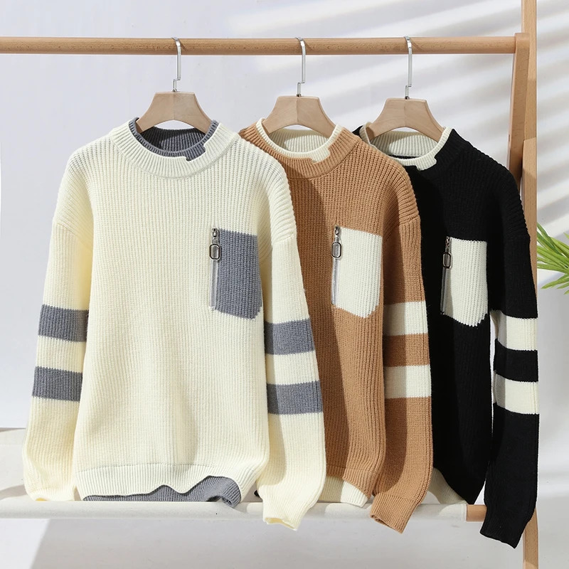 Tops ers Mens Sweater Korean Cashmere Pullover Men Knitswer Individuality Zipper 2024 Fall Winter Keep Warm Sweaters 241108