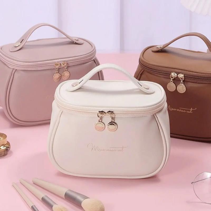 Popular Organizer PU Leather Cosmetic Cases Wash Pouch Makeup Brush Bag Storage Bags Toiletry