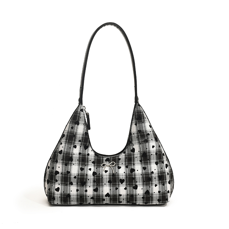 Shoulder Bag for Women Polka Dot Crescent Bag Nylon Bowtie Handbag with Zipper Tote Purse for Travel Commuting