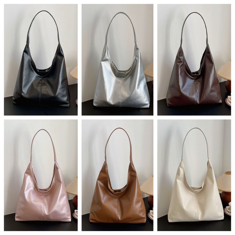 Casual Square PU Leather Tote Bag Purse Solid Color Shoulder Crossbody Bag Korean Style Large Capacity Women Handbag Streetwear