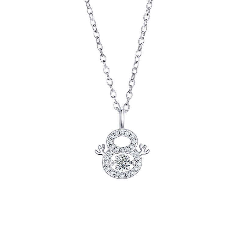 Elegant Snowman-Inspired Christmas Necklace for Women Featuring a Moving Heart Pendant