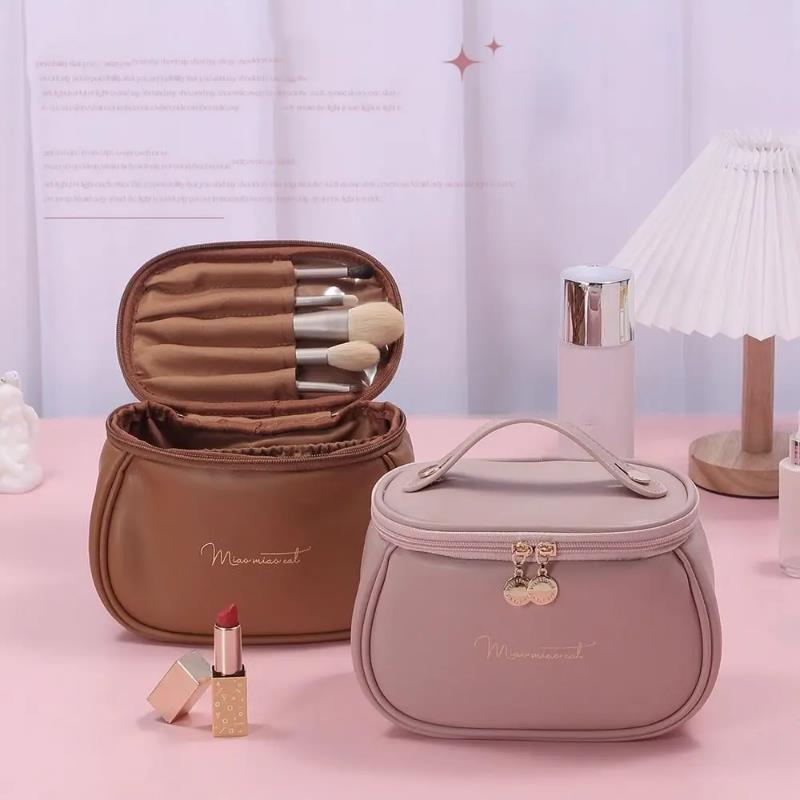 Popular Organizer PU Leather Cosmetic Cases Wash Pouch Makeup Brush Bag Storage Bags Toiletry