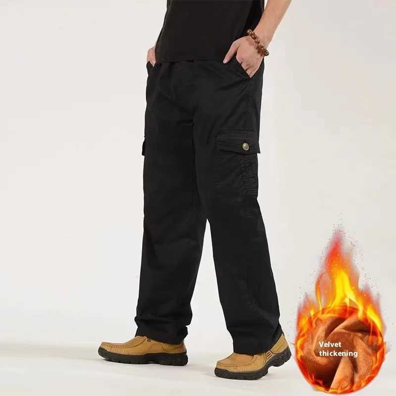 6XL Winter Men Fleece Pants Large size Mens Cargo Pants Trousers Men Sports Sweatpants Thicken Style Trousers Jogger Pants Male LX241107
