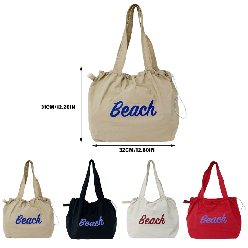 Women Bag Drawstring Armpit Bag Large Capacity Shoulder Bag Letter School Bag