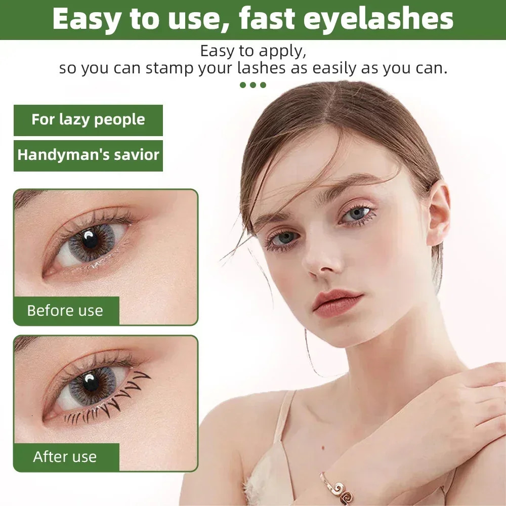 Silicone eyelash seal template with handle seal Natural simulation eye black makeup tool Quick makeup eyelash template seal 241107