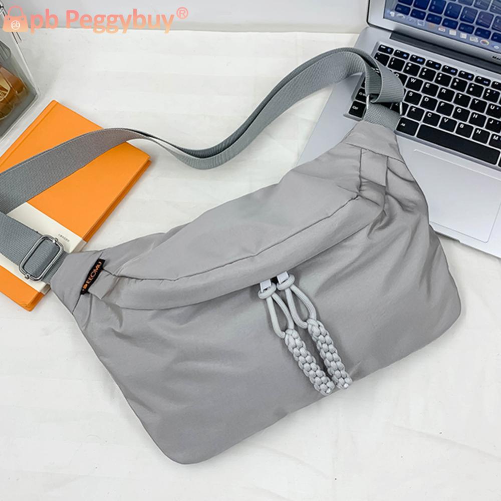 Shoulder Bag Men Women Nylon Crossbody Chest Bag Zipper Large Capacity Waterproof Lightweight Fashion Hip Hop Waist Bag