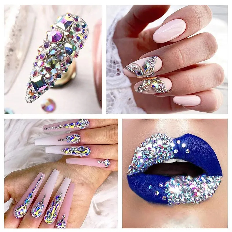 Wholesale 14400PCS/Bag Crystal AB Glitter Non fix Rhinestones Nails Charms Diamond Accessories for Nail Art Decoration 240401