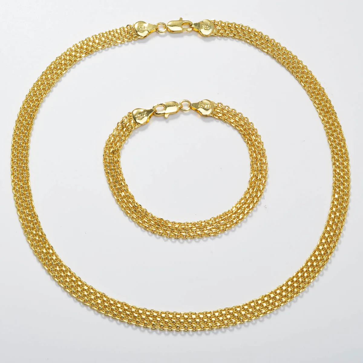 Diana Baby Simple Jewelry Sets 2PCS 18K Gold Plated Flat Snake Chain African Necklace Wedding Bracelets Birthday Gift Party 241107
