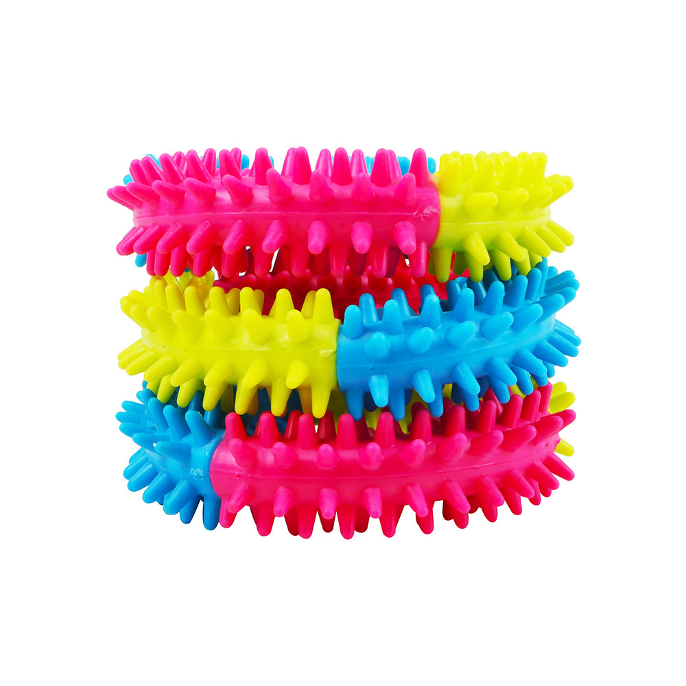 Custom Pet Supplies Tricolor Rubber Thorny Ring Dog Tpr Grinding And Teeth Cleaning Durable Toy