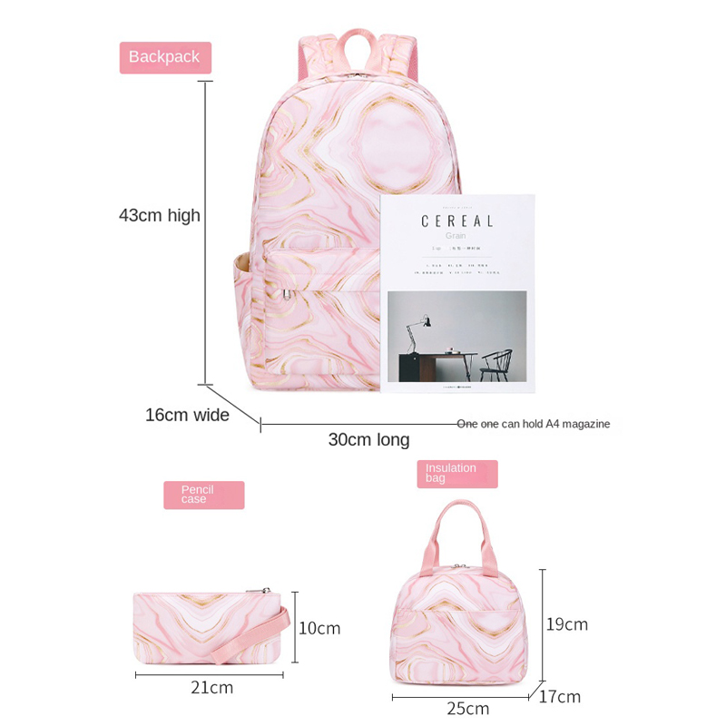 School Bags for Teenagers Girls Schoolbag Large Capacity Printing School Students Backpack Set Lunch bag Kids Cute Book Bags