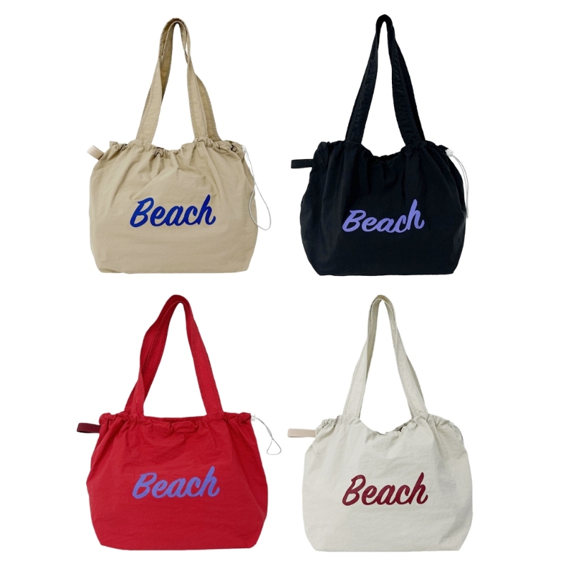 Women Bag Drawstring Armpit Bag Large Capacity Shoulder Bag Letter School Bag