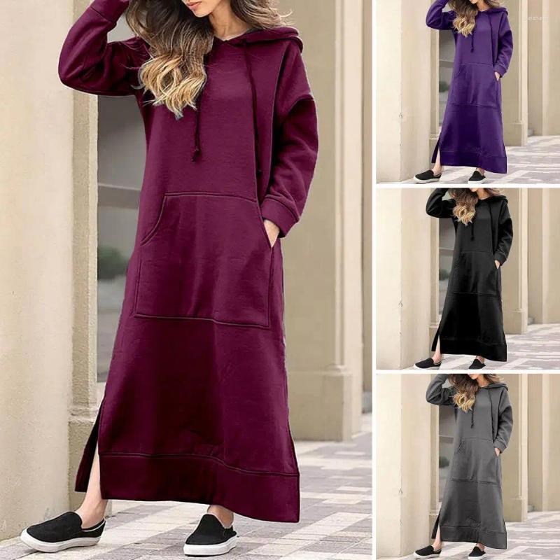Casual Dresses Vintage Dress For Women Long Sleeve Loose Large-size Hoodie Hooded Autumn And Winter Sports Shirt Vestidos