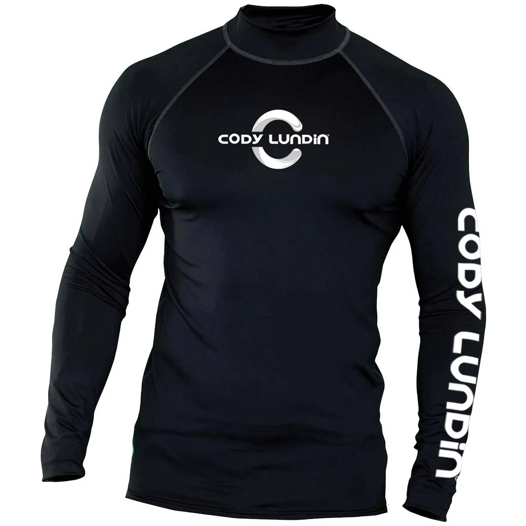 Cody Lundin Mens Long Sleeve Beach UV Protective Shirt Mens Training Swimming Diving Bicycle Rush Protection Quick Dry Surfing T-shirt 241108