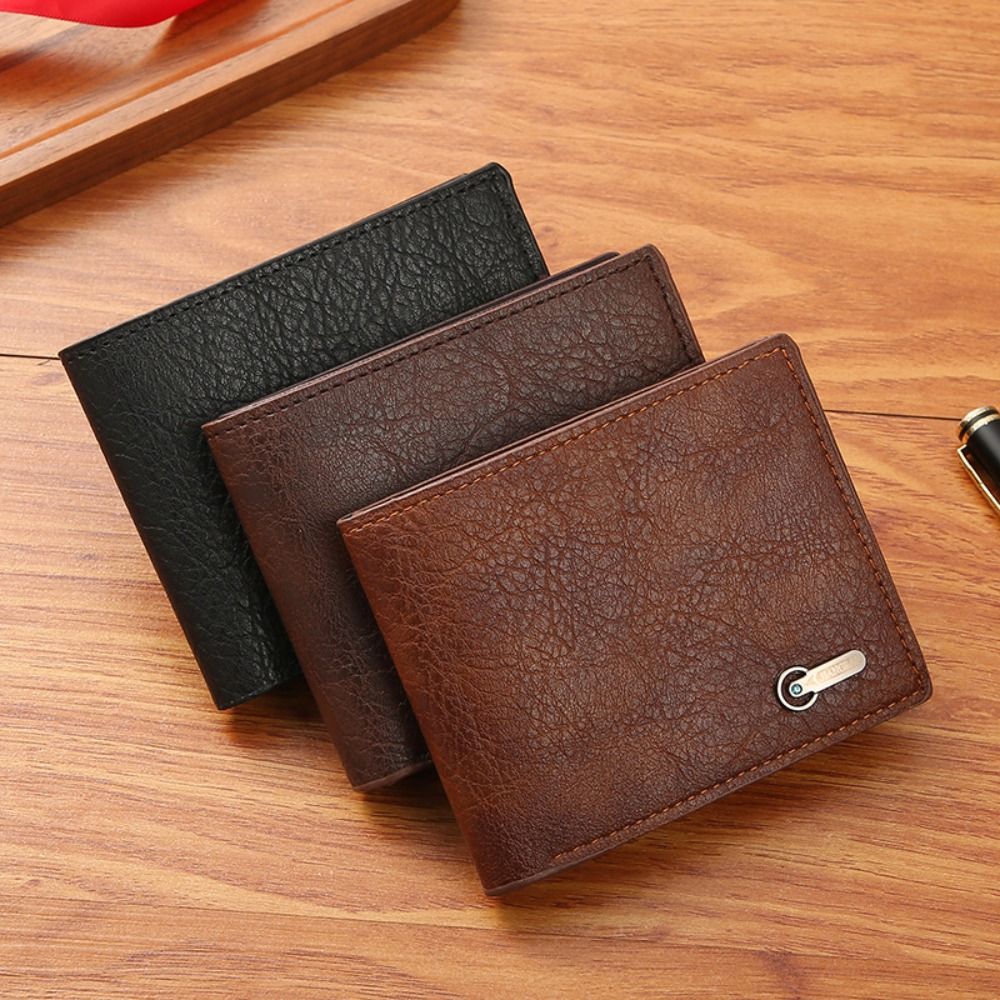 Men Purse Black Coin Wallet Male Business ID Cards Holder PU Leather Multiple Slot Casual Large Capacity Money Bag