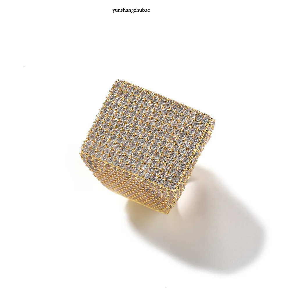 Hip Hop Jewelry 14K Gold Plated Solid Sterg Sier Iced Out Paved VVS Moissanite Dia Ring For Men Women Party Free shipping