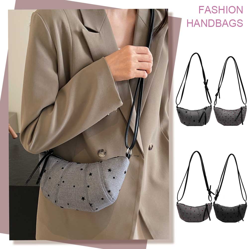 Women Crossbody Bag Adjustable Strap Nylon Shoulder Bag with Zipper Half Moon Dumpling Bag Travel Sling Bag