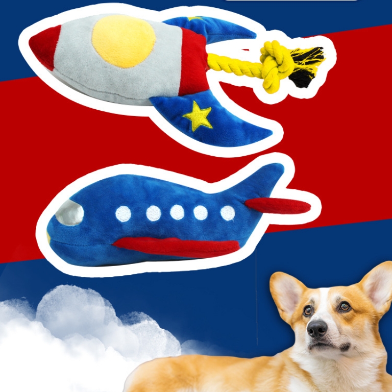 Creative Self-Indulging Rocket Sound Throw Toy for Small Dogs Teething Rope Made of Nylon and Plush Pet Supplies