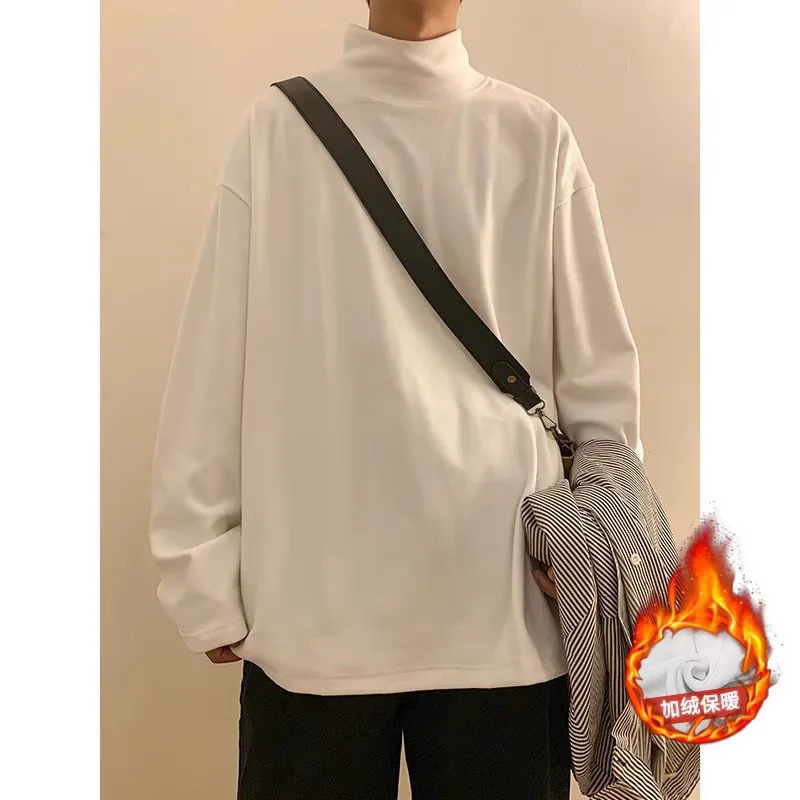 Winter mens long sleeved T-shirt thermosetting underwear solid color thin wool underwear mens clothing 241108