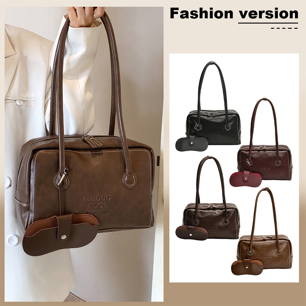 Shoulder Bag for Women with Double Zip Underarm Bag PU Leather with Inner Pocket Hobo Bag for Work Travel