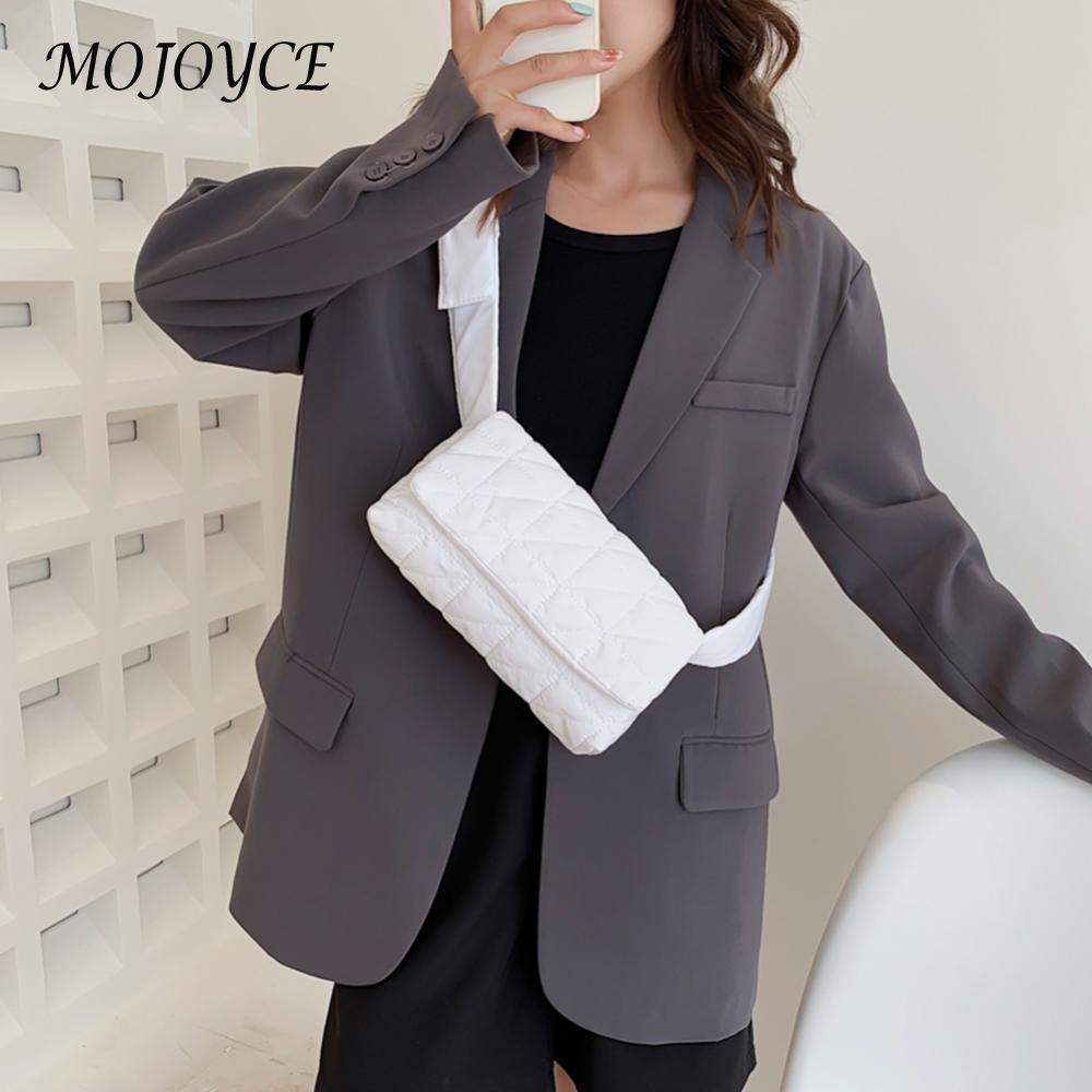 Fashion Female Handbag Solid Color Designer Padded Quilted Crossbody Bag Belt Buckle Women Crossbody Purse Portable Travel