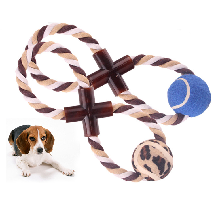 Knot Molar Toy Tennis Ball Splayed Rope Cotton Dog Biting Pet Chew Toy