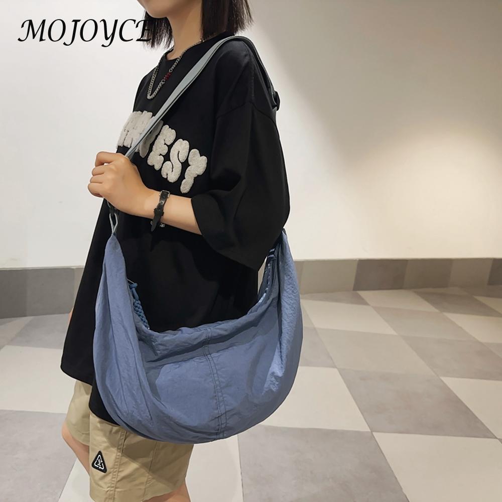 Hobo Bag Nylon Adjustable Strap Handbag for Women Waterproof Crescent Bag with Zipper Sling Purse for Office Shopping Travel