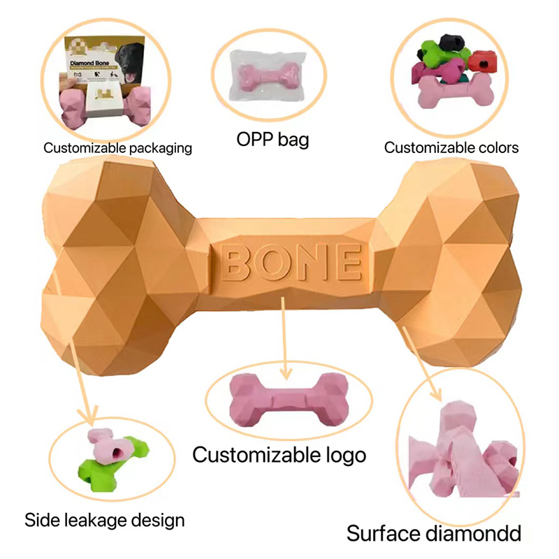 Bone Shape BPA-Free Rubber Pet Dog Chew Toy Peanut Butter Fillable Dog Chewing Toy for Aggressive Chewers