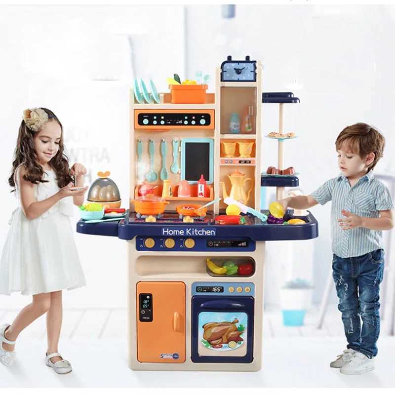 Baby Shining 93cm Childrens Kitchen Toy Playhouse Kitchen Utensils Set 65 pieces Simulation Game Kitchen Childrens Cooking Toys X241107