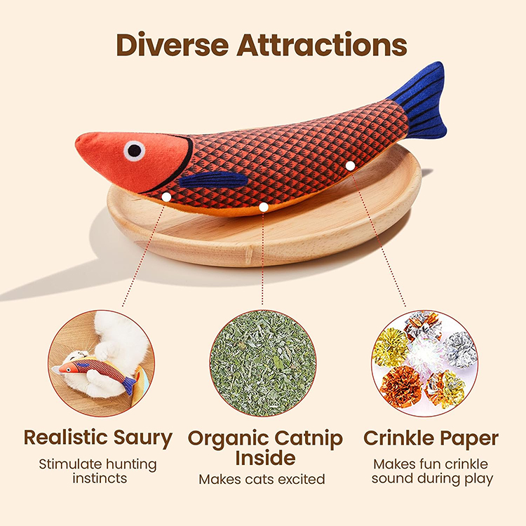 Popular Pet Toy Pet Supplies Accessories Cat Toys Saury Fish Plush Cat Toy For Chewing Playing