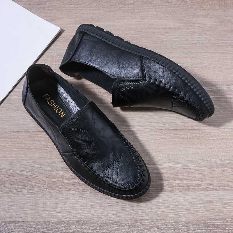 New Fashion Bean Shoes Mens Spring and Autumn Fashion Leather Casual Shoes Board Shoes British Mens Low Top Business Leather Shoes