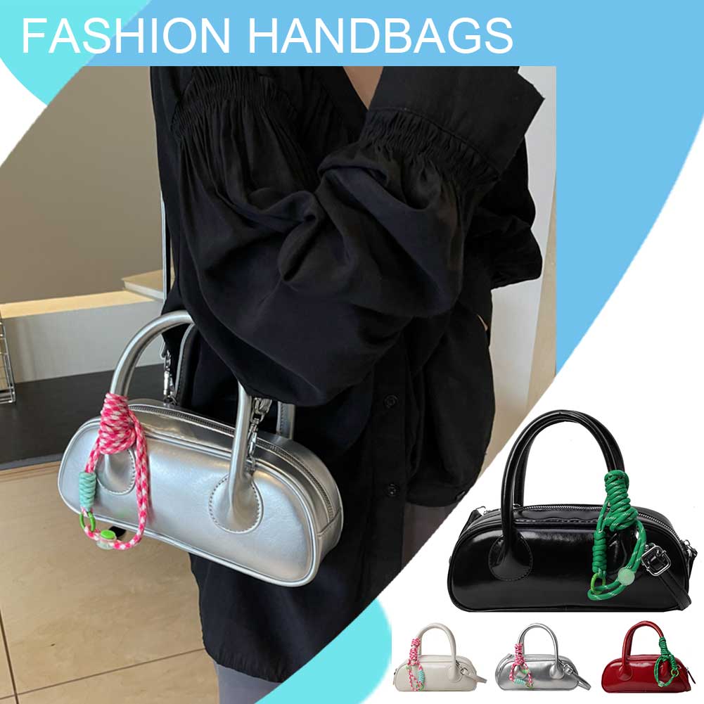 Niche Design Shoulder Purse PU Leather Messengers Bag Barrel Bag Casual Shopping Bag for Women Girls