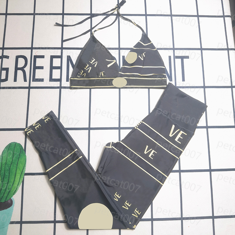 Designer Printed Yoga Pants Push Up Bra Suit Designer Yoga Sets Sexy Tanks Leggings Yoga Outfit Sports Tank Tops Webbing Elastic Tracksuits Leggings Tights Set