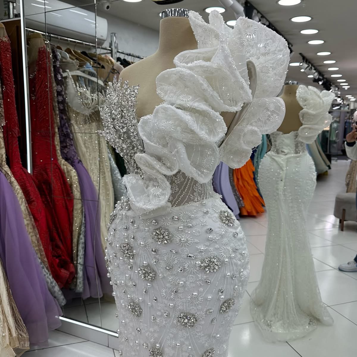 2024 Plus Size Off White Mermaid Prom Dresses For Special Occasions Florals Rhinestones Lace Evening Party Birthday Gowns Dress For Women Vestidos de 