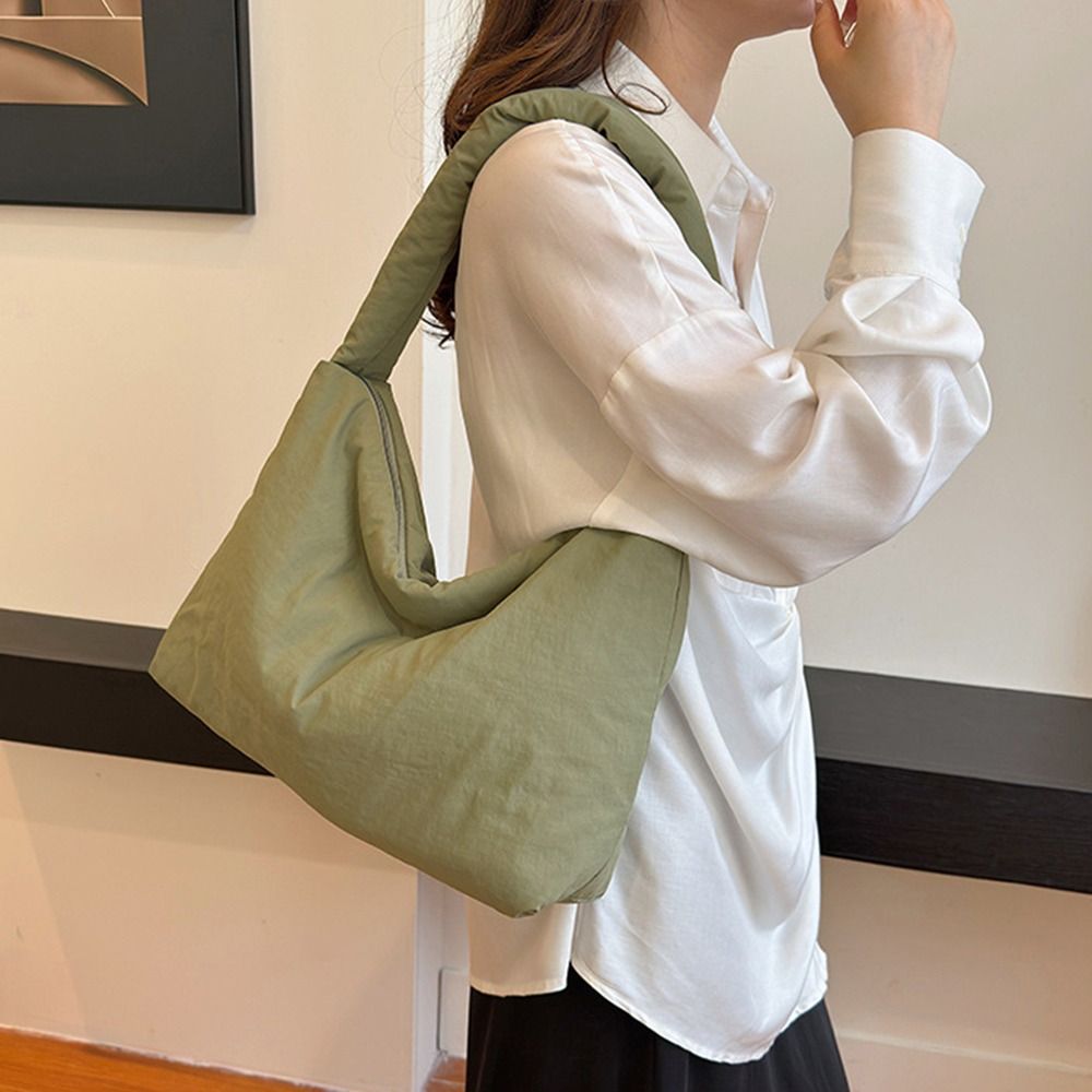 Solid Color Shoulder Messenger Bags Large Capacity Down Cotton Padded Quilted Totes Lightweight Underarm Bags for Women Girls