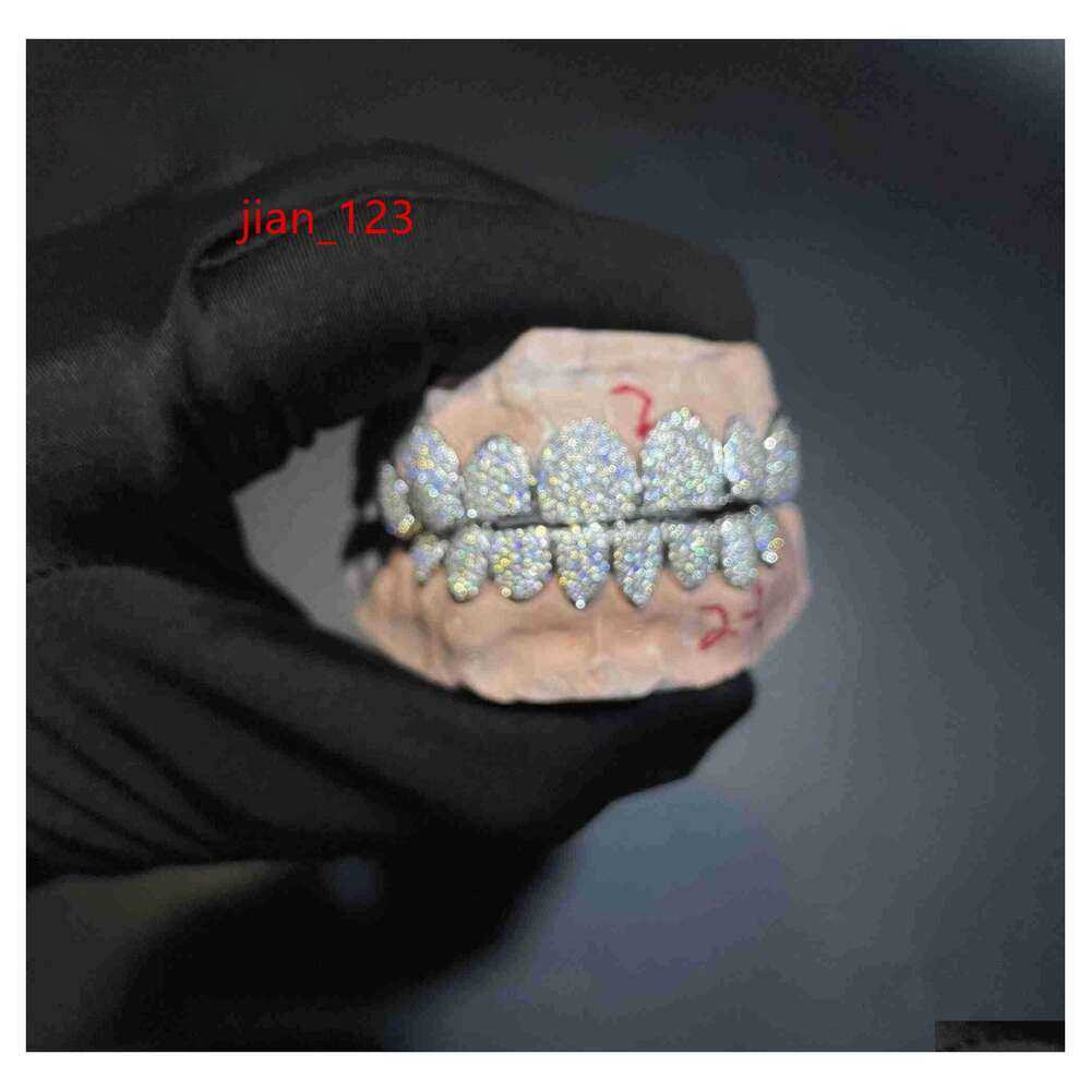 Pendant Necklaces Custom Made Dental Grills Iced Out Sterg Sier Real Gold Jewelry Zigzag Setting Vvs Moissanite Dias Teeth Gr Otd2C