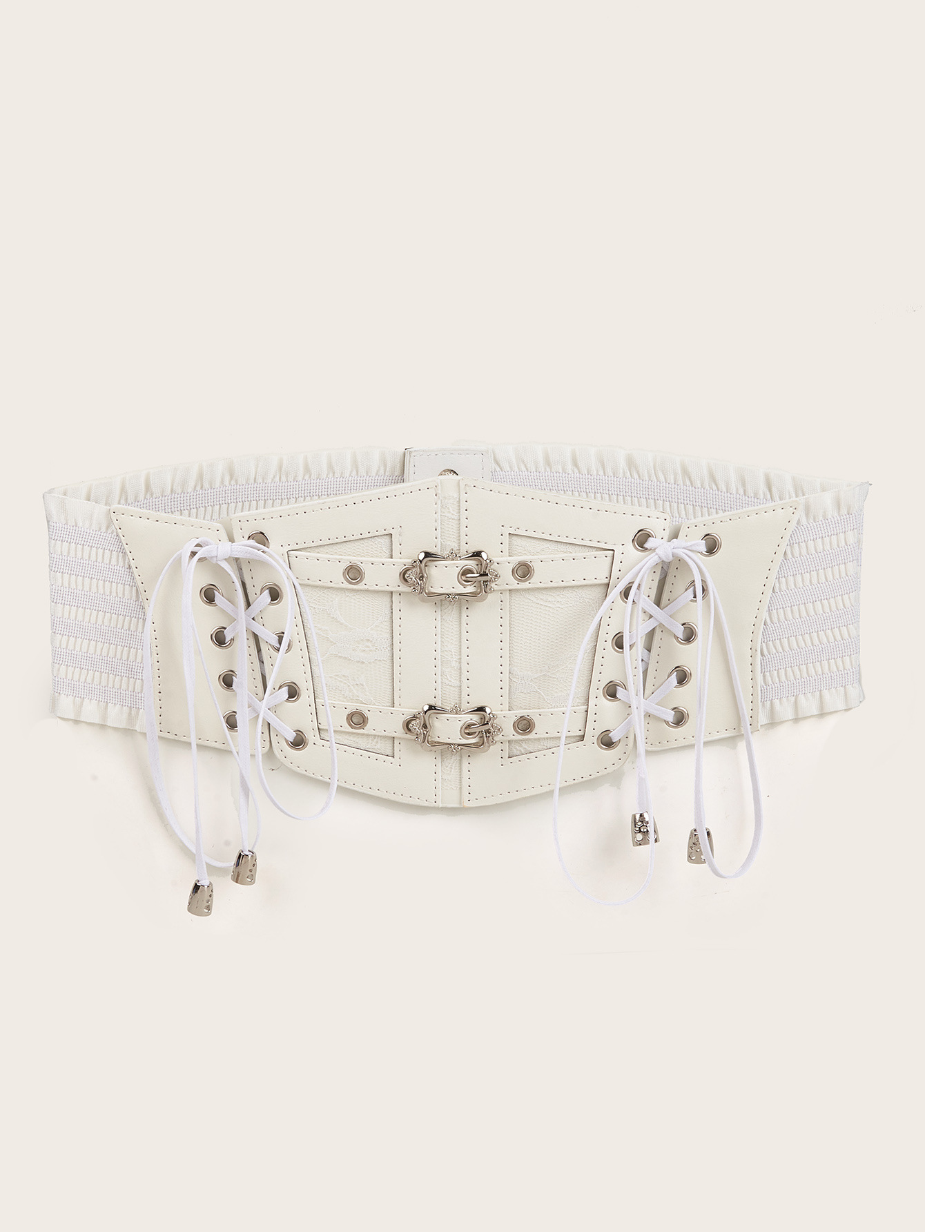 Factory direct lace straps leather waist seal take ladies decorative body shaping Europe and the United States retro metal buckle elastic girdle