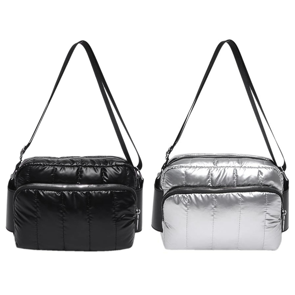 Women Shoulder Bag Adjustable Strap Cotton Handbag Padded Crossbody Down Bag Travel Commuter Bag