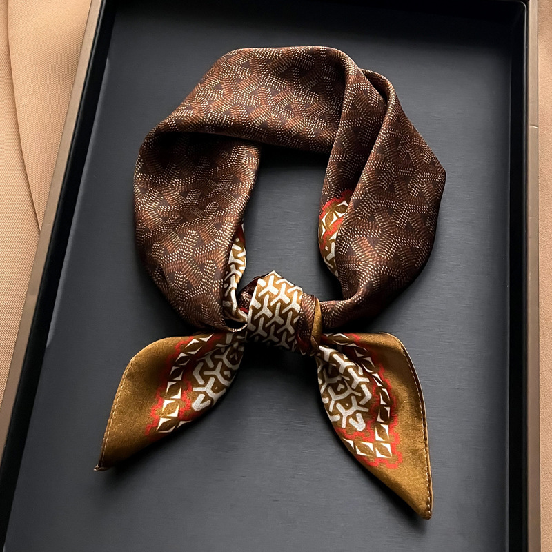 trendy winter men's paired with suit shirt short silk small square neck protection scarf