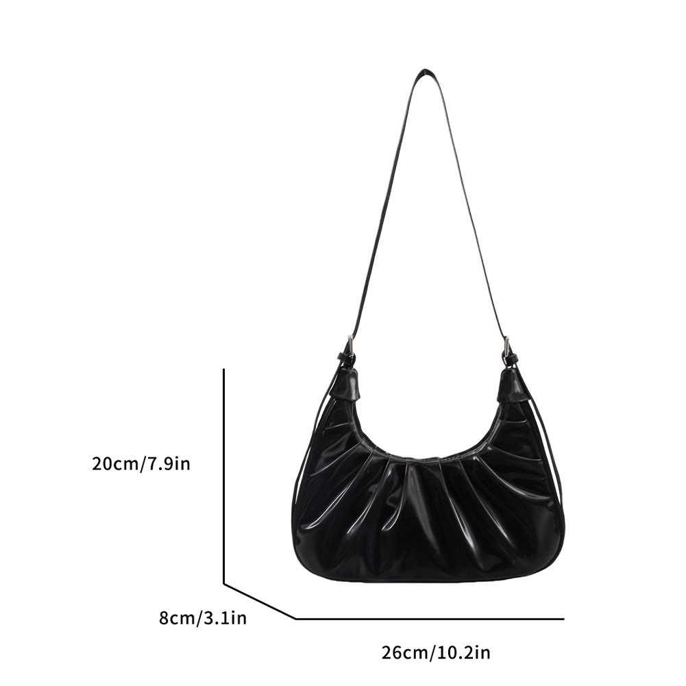 Shoulder Bag for Women Ruched Crossbody Bag PU Leather Adjustable Strap Hobo Bag Clutch Purse for Work Travel
