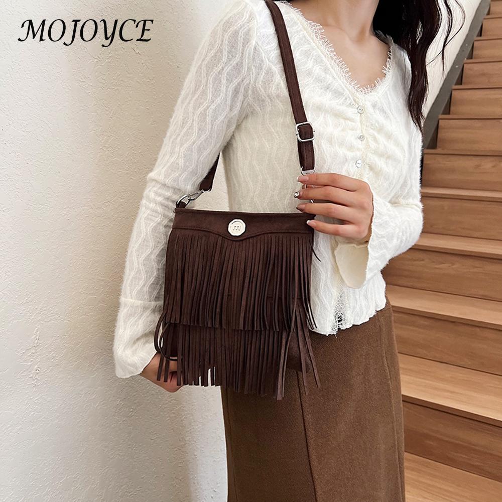 Retro Fringe Shoulder Bag Large Hobo Bag Tassel Crossbody Bag Crossbody Purse Messenger Bag for Women Work Shopping Travel