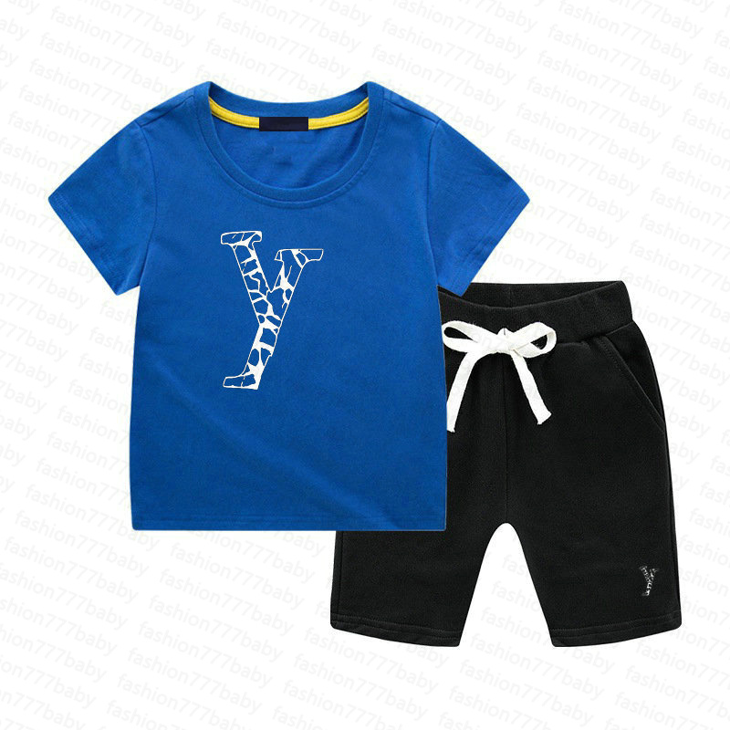 100% cotton 2-7 Years Kids Designer Sets baby Boys girl summer T-Shirt Pants Set Brand printing Children 2 Piece Fashion children Clo