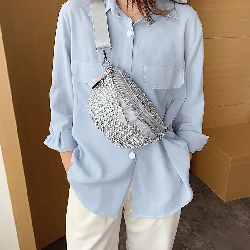 Practical Fanny Pack Diamond Waist Belt Bag Luxury Designer Shoulder Bags For Women Fashion Handbag Chain Chest Crossbody