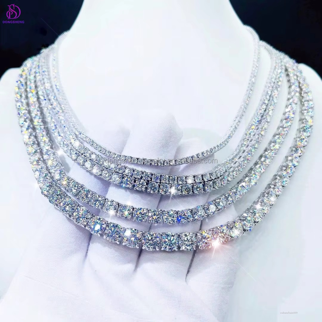 Hip Hop Dia Jewelry 4mm 5mm 6mm Necklace Sier/10k/14k/ Vvs Moissanite Tennis chain