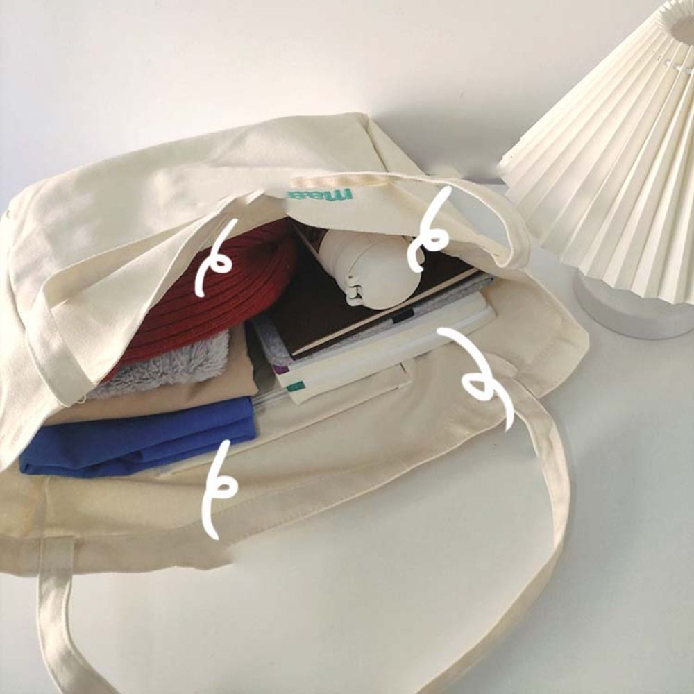 Letter Embroidery Candy Color Canvas Bag Korean Style Large Capacity Vacation Tote Bag Lightweight Eco Office Worker Tote