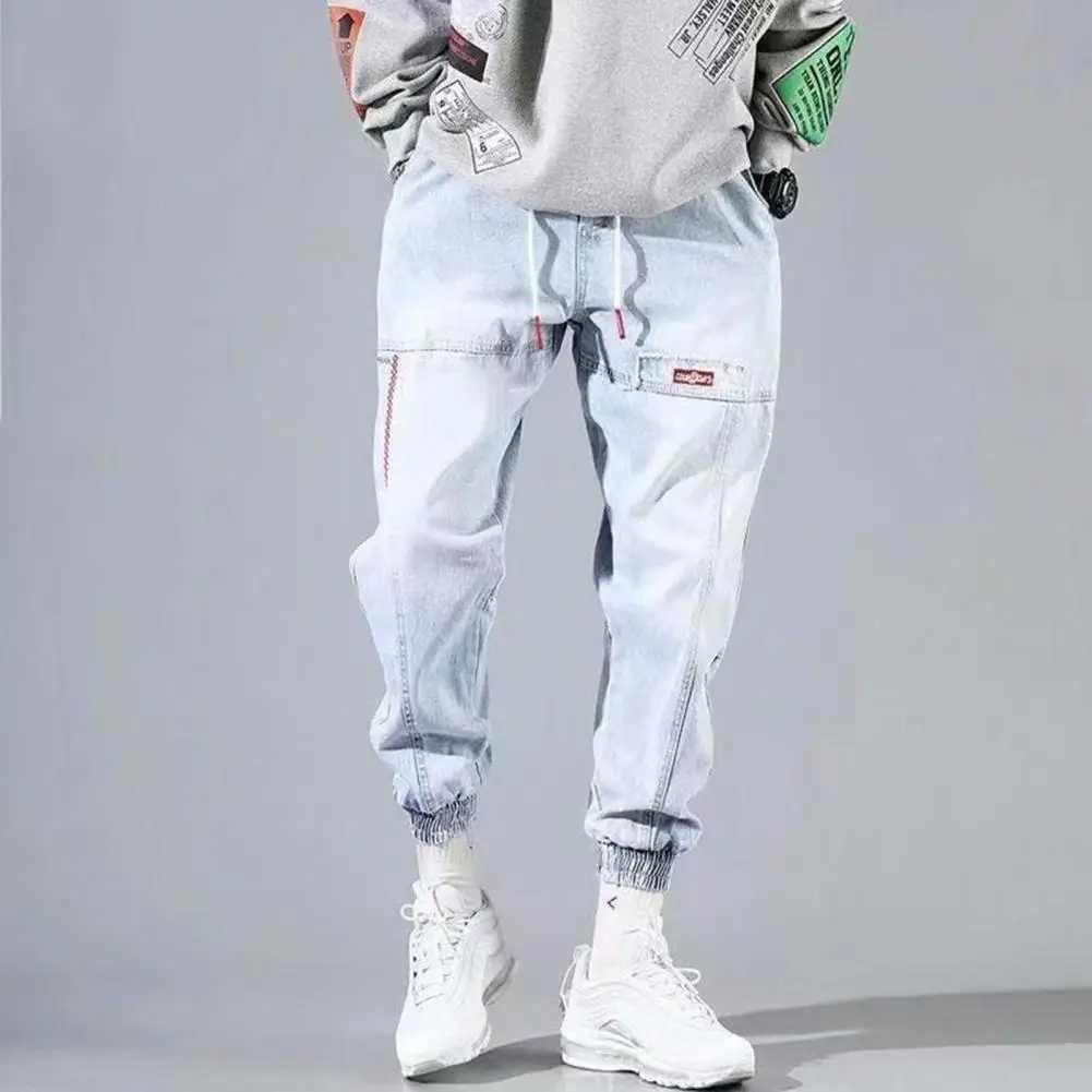 Hip Hop Cargo Pants Men Harem Pants Drawstring Loose Mens Jeans Casual Plus Size Cropped Trousers Autumn Winter Joggers Pants LX241107